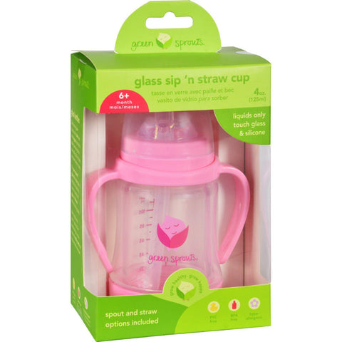 Green Sprouts Cup - Sip N Straw - Glass - 6 Months Plus - Pink - 1 Count