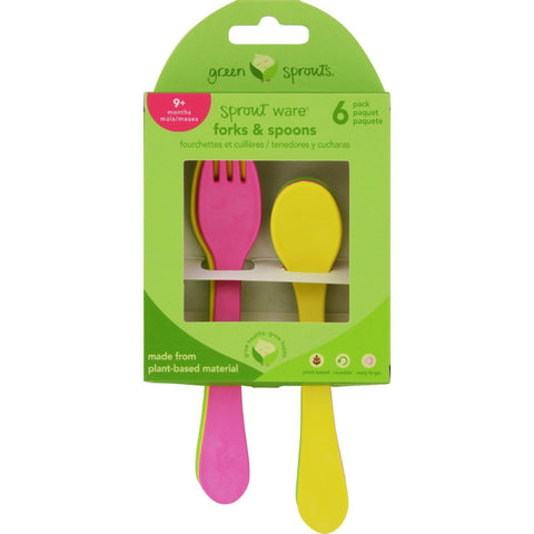 Green Sprouts Forks And Spoons - Sprout Ware - 9 Months Plus - Pink Assorted - 6 Pack