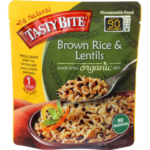 Tasty Bite Rice - Brown Rice And Lentils - Organic - 8.8 Oz - Case Of 6