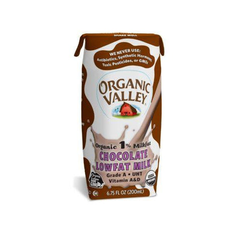 Organic Valley Single Serve Aseptic Milk - Chocolate 1% - Case Of 12 - 6.75oz Cartons