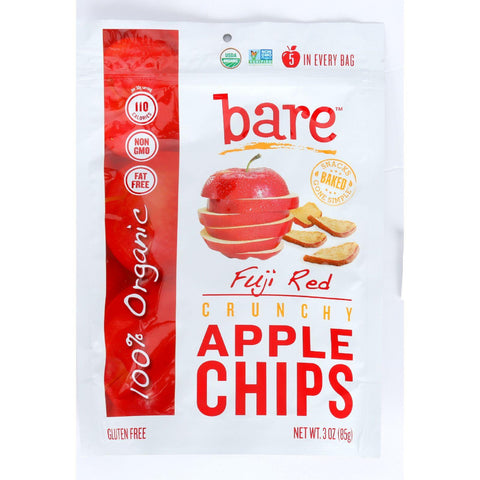 Bare Fruit Apple Chips - Organic - Crunchy - Fuji Red - 3 Oz - Case Of 12