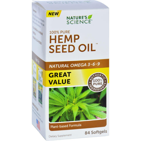 Natures Science Hemp Seed Oil - 100 Percent Pure - 84 Softgels