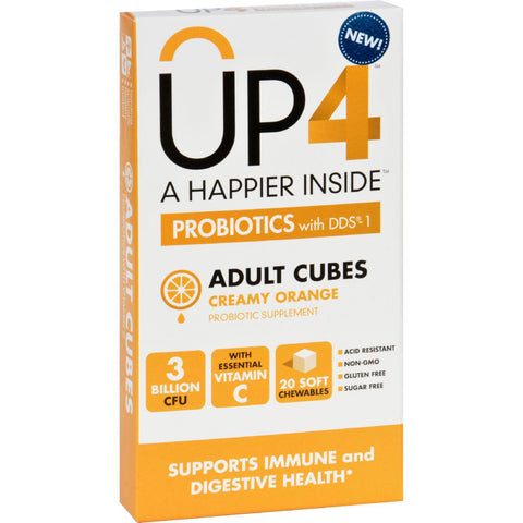 Up4 Probiotics Probiotic Supplement - Adult Cubes - Creamy Orange - 20 Chews - Case Of 8