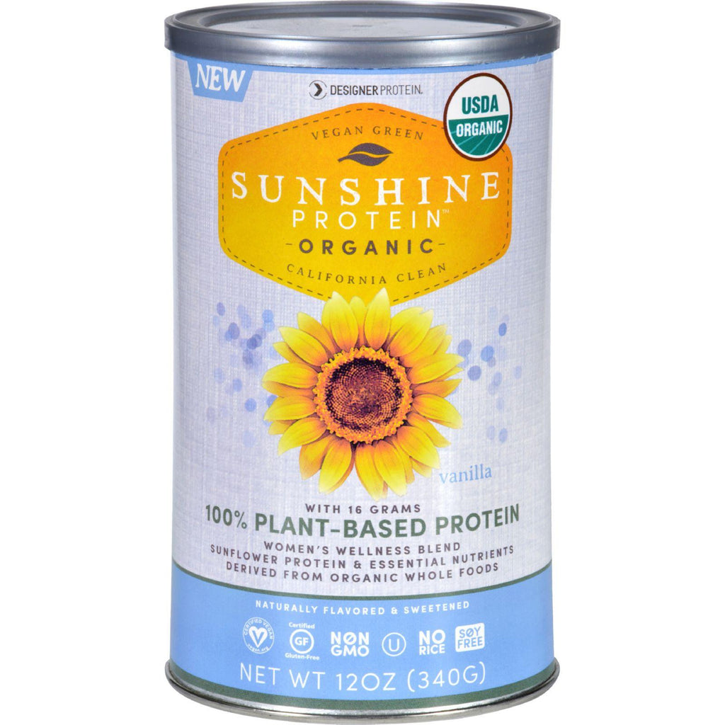 Sunshine Protein - Organic - Plant-based - Vanilla - 12 Oz