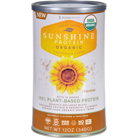 Sunshine Protein - Organic - Plant-based - Chocolate - 12 Oz