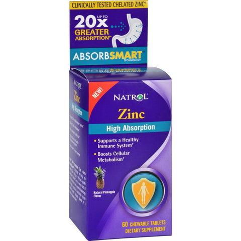 Natrol Zinc - High Absorption - 60 Chewable Tablets
