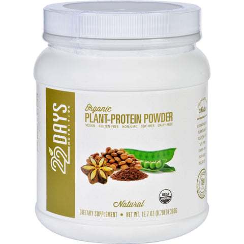 22 Days Nutrition Plant Protein Powder - Organic - Natural - 12.7 Oz