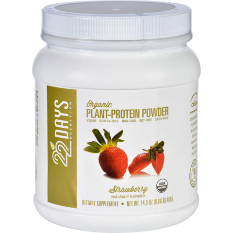 22 Days Nutrition Plant Protein Powder - Organic - Strawberry - 14.3 Oz