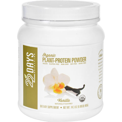 22 Days Nutrition Plant Protein Powder - Organic - Vanilla - 14.3 Oz