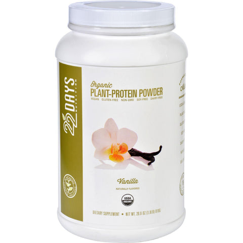 22 Days Nutrition Plant Protein Powder - Organic - Vanilla - 28.6 Oz