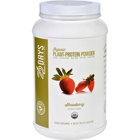 22 Days Nutrition Plant Protein Powder - Organic - Strawberry - 28.6 Oz