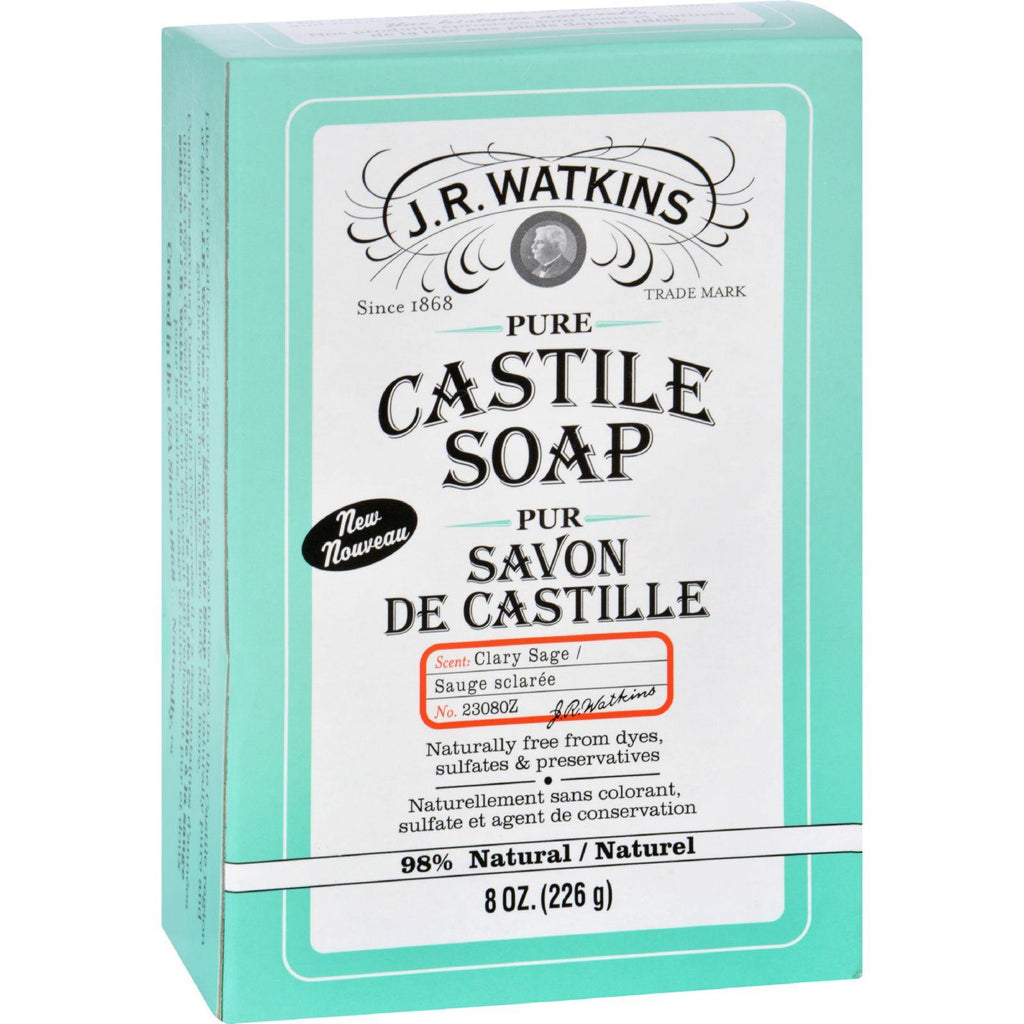 J.r. Watkins Bar Soap - Castile - Clary Sage - 8 Oz