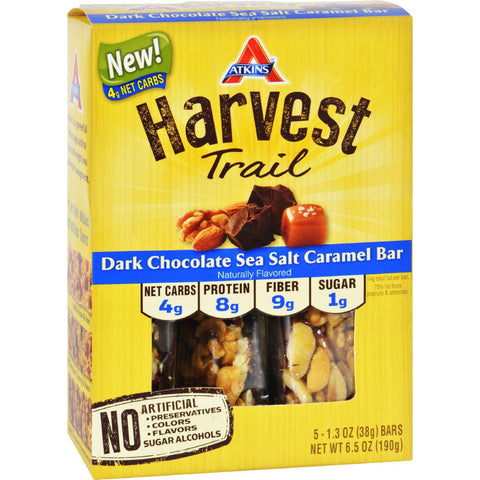 Atkins Harvest Trail Bar - Dark Chocolate Sea Salt Caramel - 1.3 Oz - 5 Count