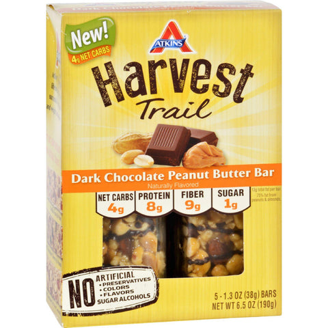 Atkins Harvest Trail Bar - Dark Chocolate Peanut Butter - 1.3 Oz - 5 Count