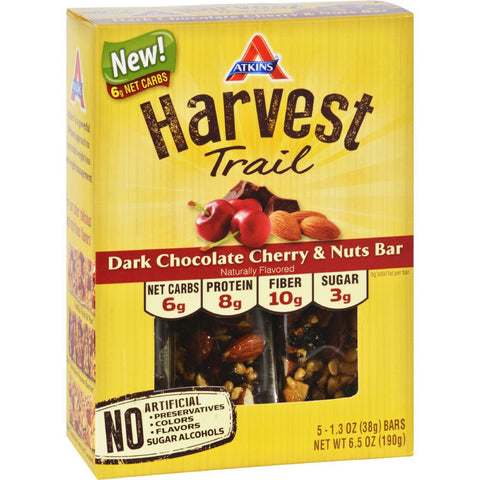 Atkins Harvest Trail Bar - Dark Chocolate Cherry And Nuts - 1.3 Oz - 5 Count