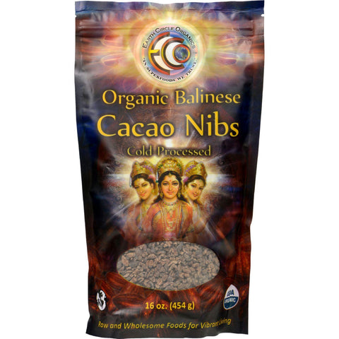Earth Circle Organics Cacao Nibs - Organic - Sweetened - Balinese Raw - 16 Oz