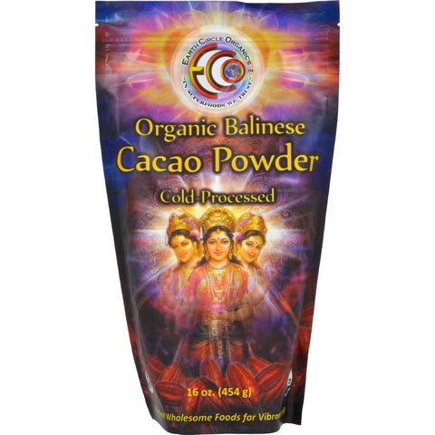 Earth Circle Organics Cacao Powder - Organic - Verified - Balinese Raw - 16 Oz
