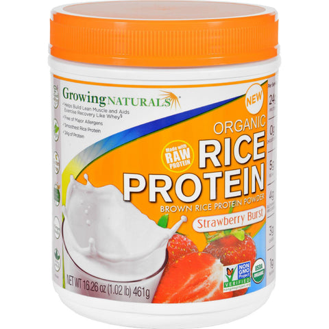 Growing Naturals Brown Rice Protein Powder - Organic - Strawberry Burst - 16.26 Oz