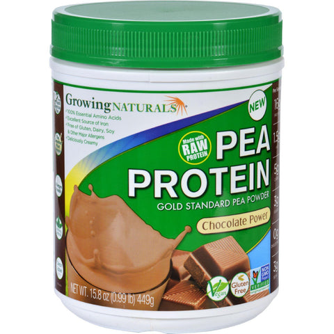 Growing Naturals Pea Protein Powder - Chocolate Power - 15.8 Oz