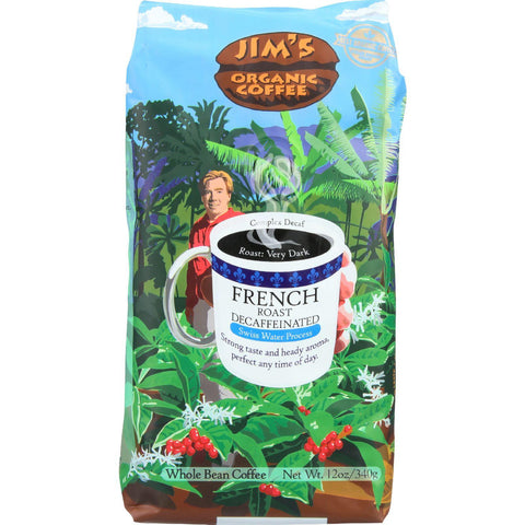 Jims Organic Coffee Coffee Beans - Organic - French Roast - Decaf - 11 Oz - Case Of 6