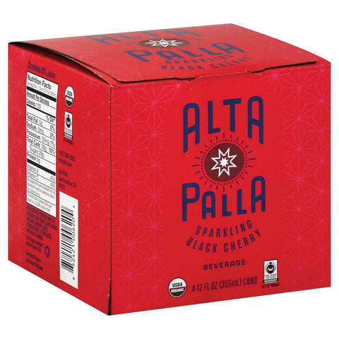 Alta Palla Organic Sparking Fruit Juice - Black Cherry - Case Of 6 - 12 Fl Oz.