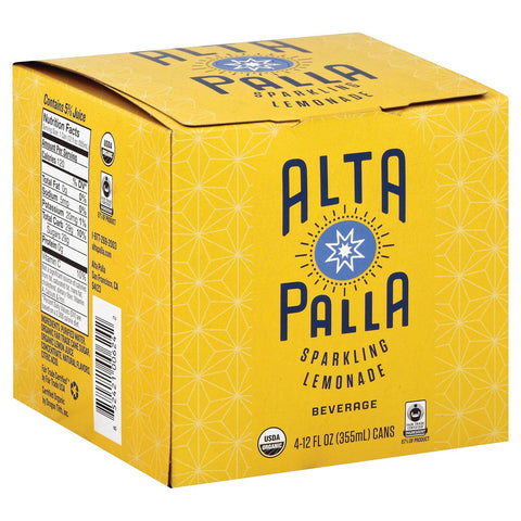 Alta Palla Organic Sparking Fruit Juice - Lemonade - Case Of 6 - 12 Fl Oz.