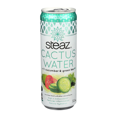 Steaz Cactus Water - Cucumber And Green Tea - Case Of 12 - 12 Oz.